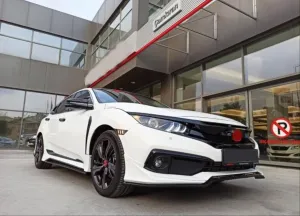 Honda Civic Uyumlu Fc5 2019+ Makyajlı Kasa Ön Tampon Mugen Ön Ek thumb 3