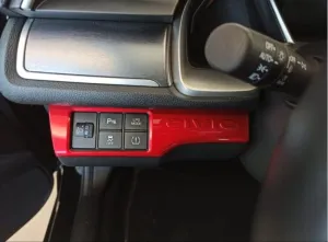 Honda Civic Uyumlu Fc5 2016-2020 Kontrol Panel Kaplama- Kırmızı thumb 2