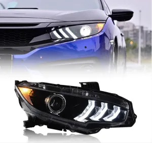 Honda Civic Uyumlu Fc5 2016-2021 Animasyonlu Mustang Dizayn LED Far Takımı (Tunıng) thumb 4