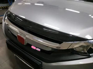 Honda Civic Uyumlu Fc5 2016-2020 Ön Panjur Üst Kaplama Karbon thumb 4