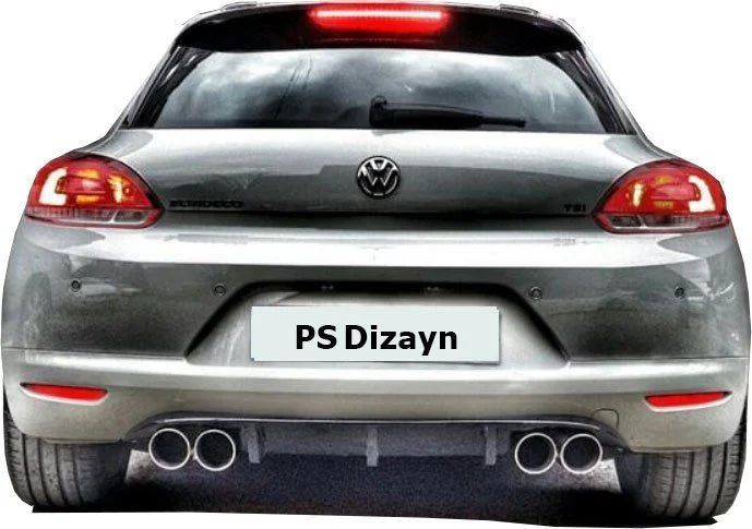 Volkswagen Scirocco Uyumlu (2009-2014) Makyajsız Ps Arka Tampon Eki - Difüzör (Plastik)