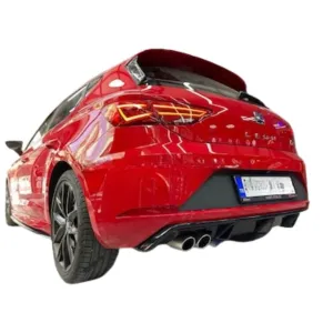 Seat Leon Uyumlu (2017-2019) Soldan Çift Çıkış Arka Tampon Eki - Difüzör (Plastik) thumb 2