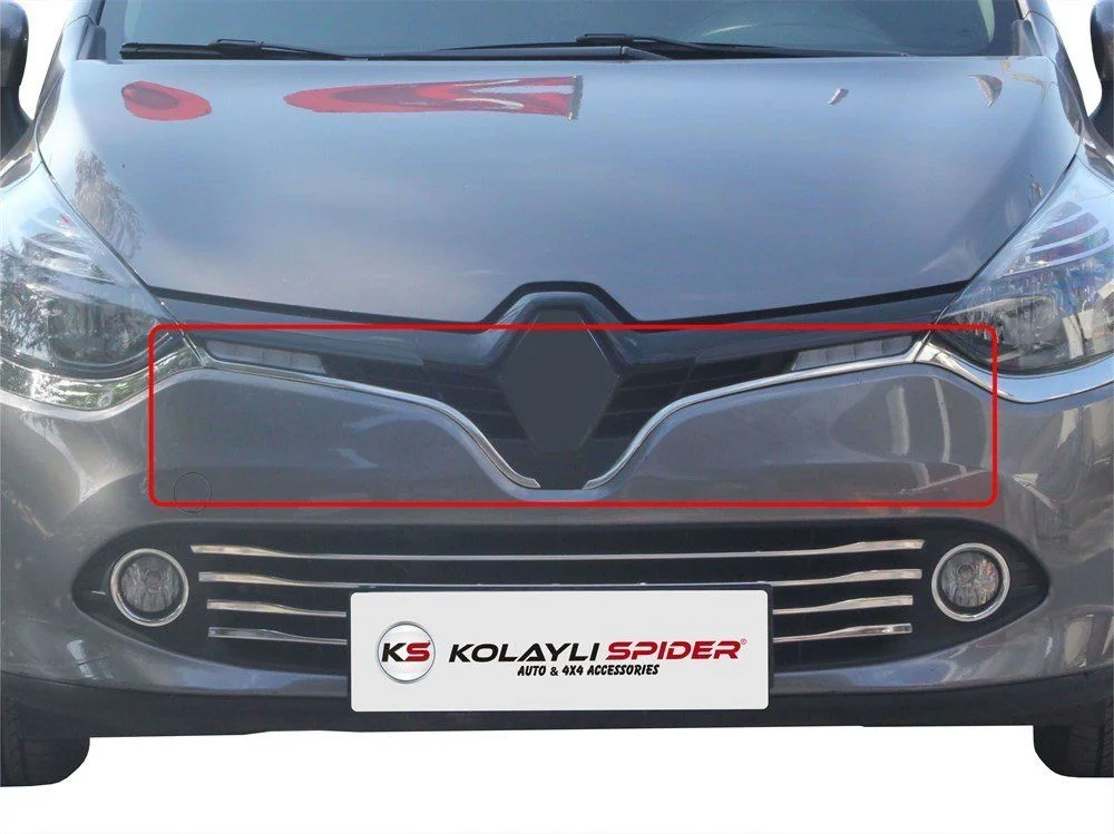 Renault Clio Uyumlu 4 Sport Tourer Ön Panjur Çıtası U Formlu 2 Parça Krom 2013-2016