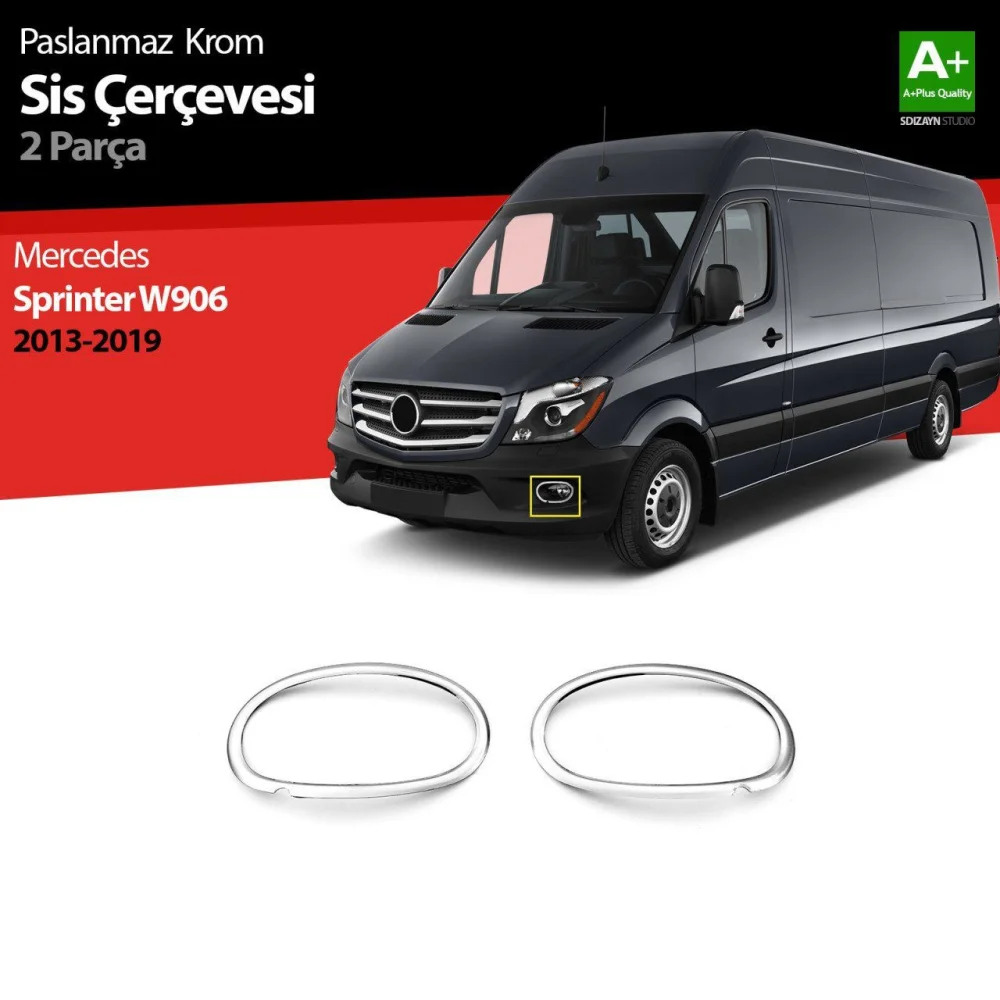 Mercedes Sprinter Uyumlu W906 Krom Sis Çerçevesi 2 Parça. 2013-2018