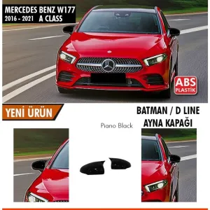 Mercedes A Uyumlu Serisi W177 (2018-2022) Batman Yarasa Ayna Kapağı (Piano Black)