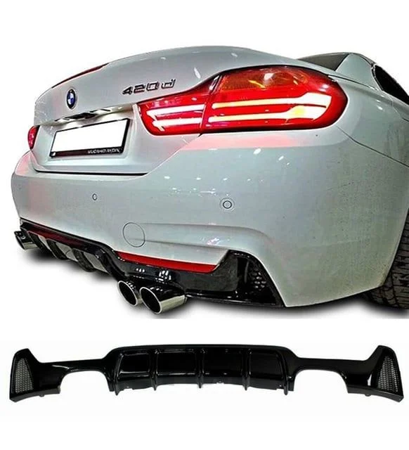 Bmw F32-F33-F36 Uyumlu M Performance Sağ Sol Çift Çıkış Difüzör (Parlak Siyah)