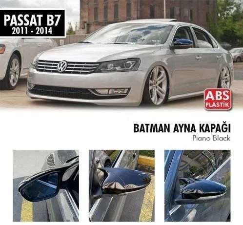 Volkswagen Passat Uyumlu B7 (2011-2014) Batman Yarasa Ayna Kapağı (Parlak Siyah)