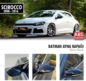 Volkswagen Scirocco Uyumlu 2008 Sonrası Batman Yarasa Ayna Kapağı (Parlak Siyah)