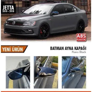 Jetta Uyumlu Mk6 (2011-2018) Batman Yarasa Ayna Kapağı (Parlak Siyah)