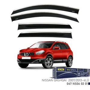 Niken Nissan Uyumlu Qashqai 2007-2013 Kromlu Cam Rüzgarlığı 4Lü thumb 1