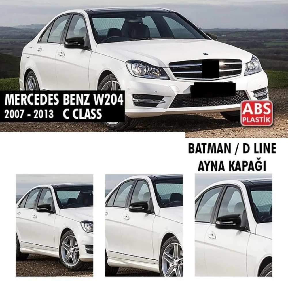 Mercedes C Uyumlu Serisi W204 (2007-2013) Batman Ayna Kapağı (Parlak Siyah)