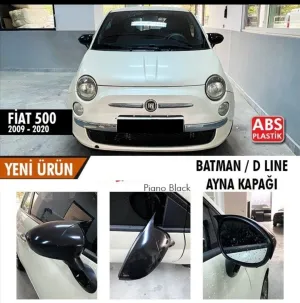 Fiat 500 Uyumlu (2009-2020) Batman Yarasa Ayna Kapağı (Parlak Siyah) thumb 1