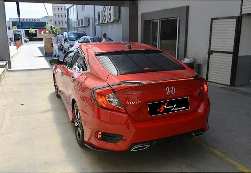 Honda Civic Uyumlu 2016 S Fc5 - Işıklı Bagaj Üzeri Spoiler ABS