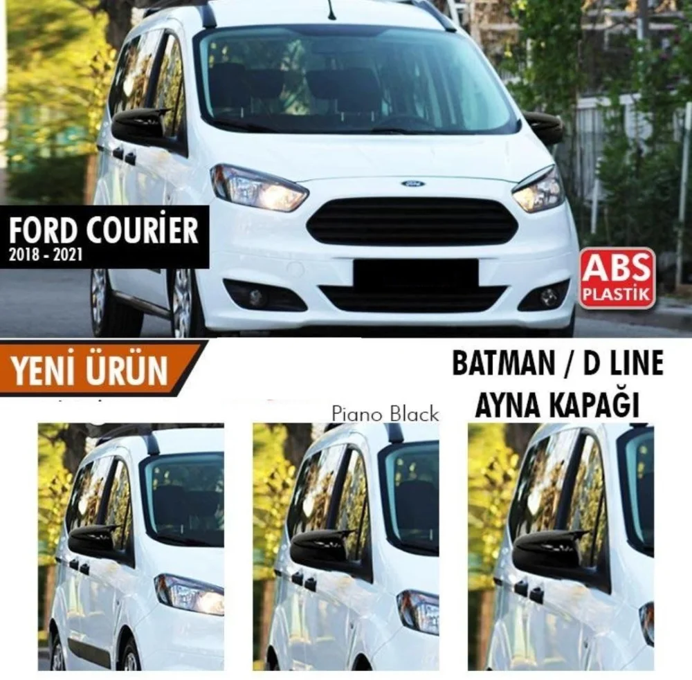 Ford Courier Uyumlu (2018-2021) Batman Yarasa Ayna Kapağı (Parlak Siyah)