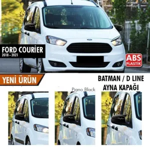 Courier Uyumlu (2018-2021) Batman Yarasa Ayna Kapağı (Parlak Siyah)