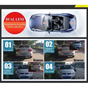 Araba Dvr Uyumlu Hd 45355 ''LCD Ekran Ön Arka Kamera Çift Kayıt SürüşDRS Tuning kalitesiyle tanışın! Özel olarak Universal  model araçlar için üretilen bu ürün,