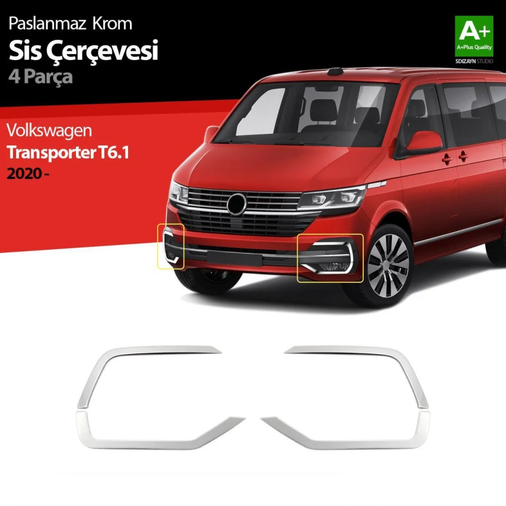 Volkswagen Transporter T6.1 Krom Sis Farı Çerçevesi 4 Parça. 2020 Sonrası