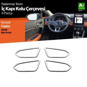 Renault Captur Uyumlu 2 Krom İç Kapı Kolu Çerçevesi 4 Parça. 2020 Üzeri (Mat Krom)