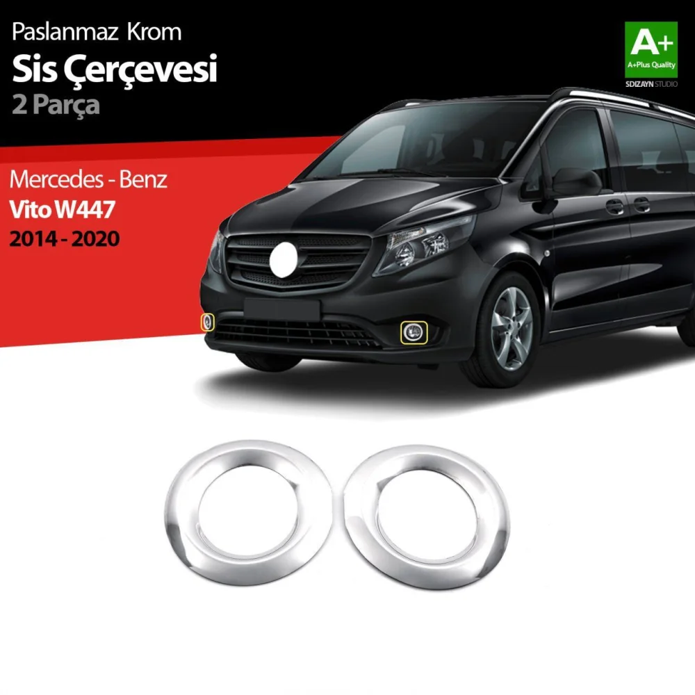 Mercedes Vito Uyumlu W447 Krom Sis Farı Çerçevesi 2 Parça. 2014-2