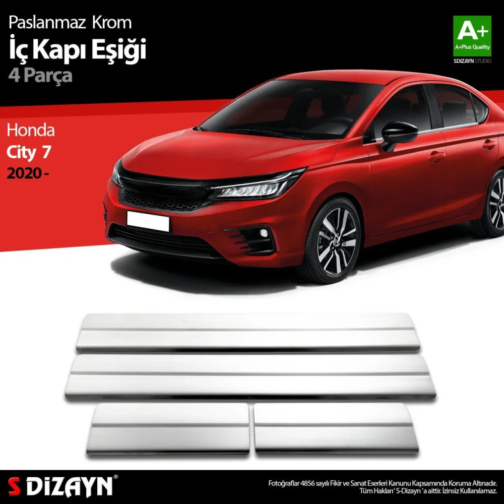 Honda City Uyumlu Krom İç Kapı Eşiği 4 Parça. 2020 Üzeri