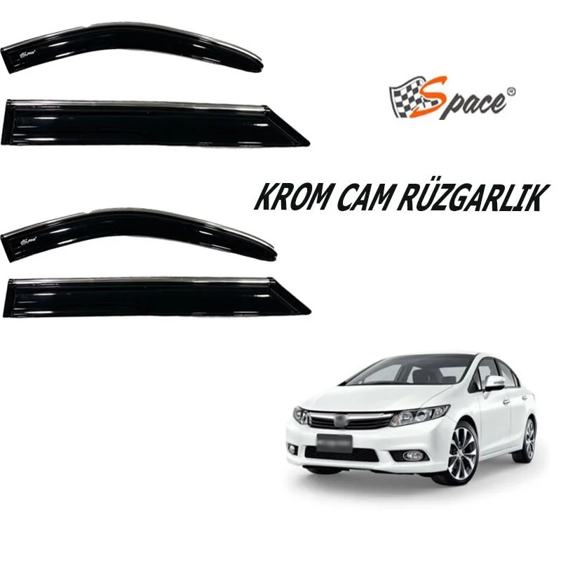 Krom Cam Rüzgarlığı 1.2Mm Honda Civic 2012-2015 4'Lü / Caru429