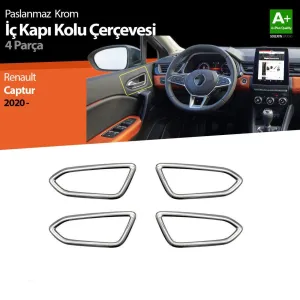Renault Captur Uyumlu 2 Krom İç Kapı Kolu Çerçevesi 4 Parça. 2020 Üzeri
