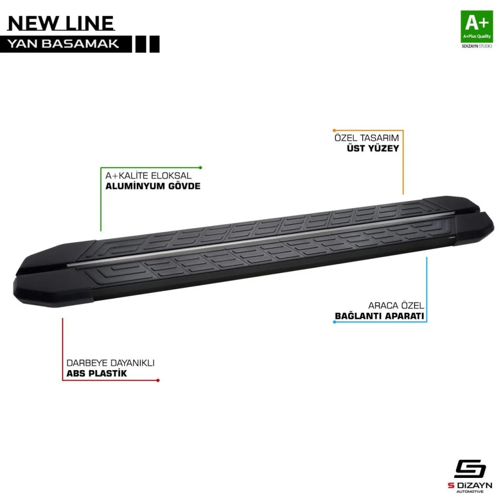 Fiat Scudo Uyumlu 2 Uzun Şase Newline Siyah Yan Basamak 229 Cm 2007-2016