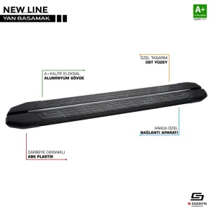 Volkswagen Tiguan Uyumlu Newline Siyah Yan Basamak 173 Cm 2007-2015