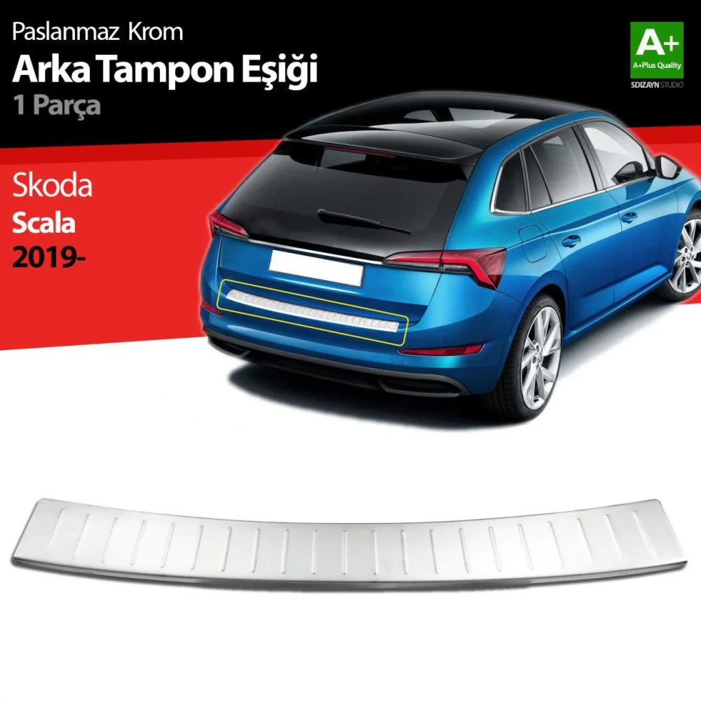 Skoda Scala Uyumlu Krom Arka Tampon Eşiği 2019 Üzeri