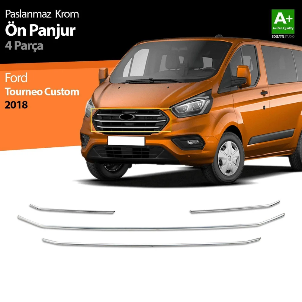 Ford Tourneo Uyumlu Custom Krom Ön Panjur 4 Parça 2018 Üzeri