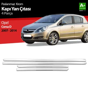 S-Dizayn Opel Corsa D Krom Kapı Yan Çıtası 2007-2014Not: Kapı &Ccedil;ıtası bulunmayan ara&ccedil;larda, yan kapı b&ouml;l&uuml;mlerine aracın kaportasına monte