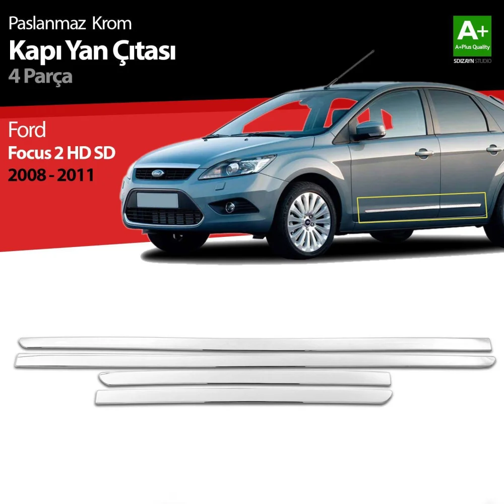 Ford Focus Uyumlu 2 Hatchback Sedan Krom Kapı Yan Çıtası 2008-2011