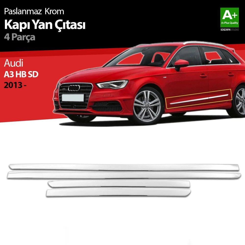 Audi A3 Uyumlu Hatchback Sedan Krom Kapı Yan Çıtası 2013-2017