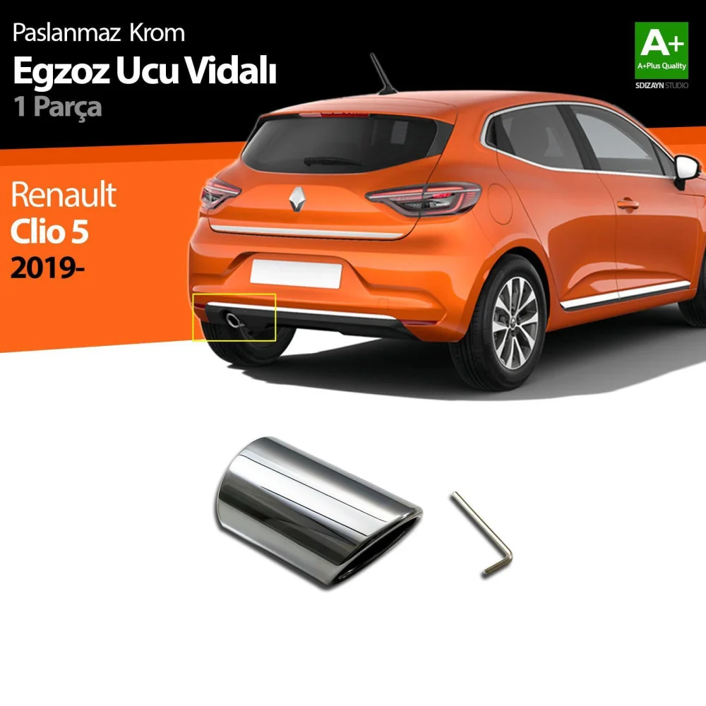 Renault Clio Uyumlu 5 Krom Egzoz Ucu Vidalı 2019 Ve Üzeri