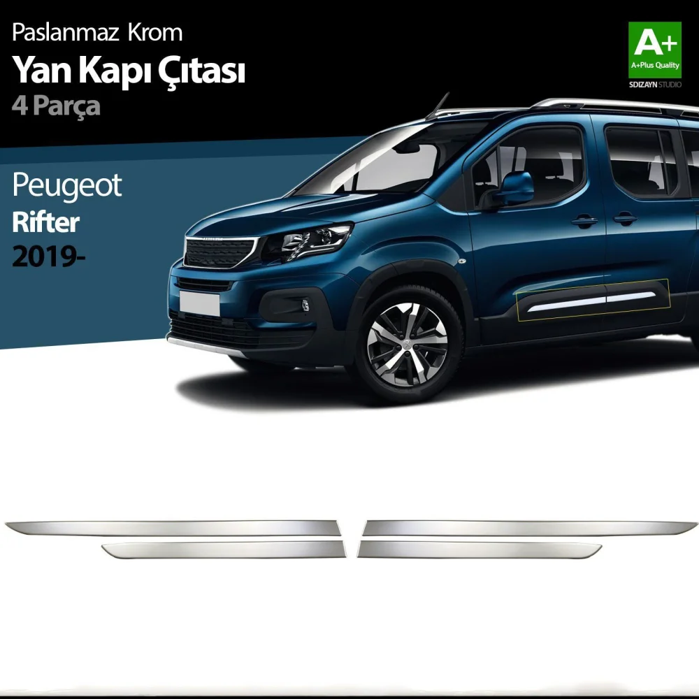 Peugeot Rifter Uyumlu Krom Yan Kapı Çıtası 4 Parça. 2019 Ve Üzeri