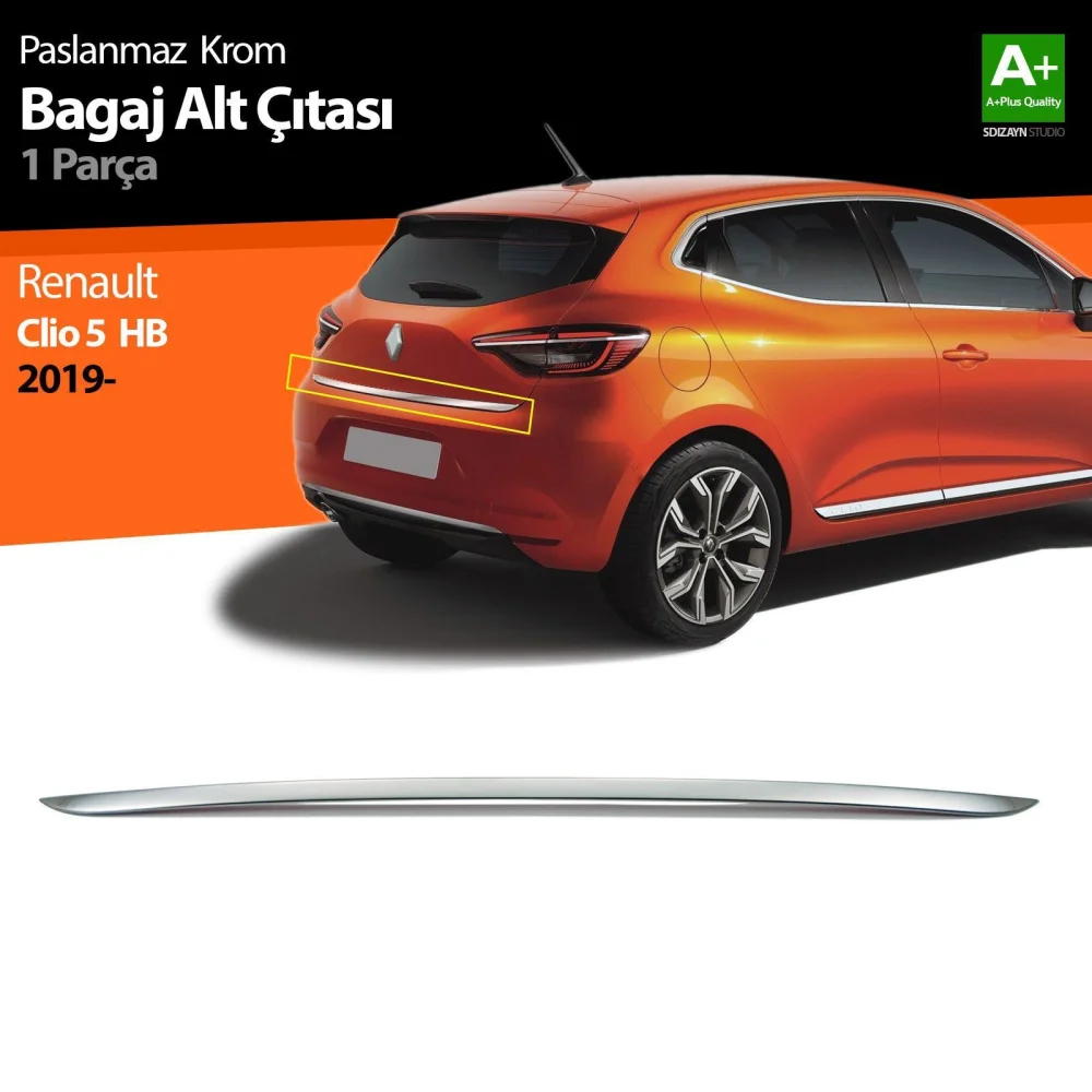 Renault Clio Uyumlu 5 Krom Bagaj Alt Çıtası 2019 Ve Üzeri