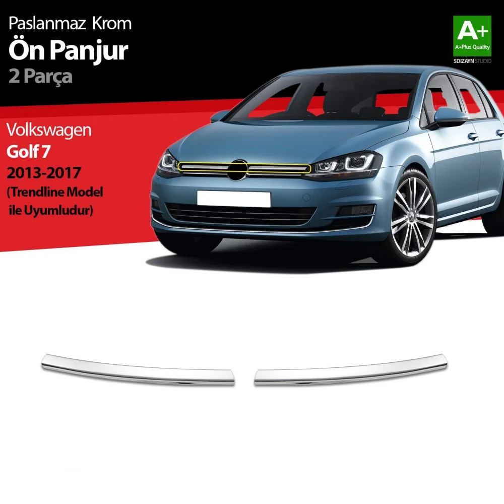Volkswagen Golf Uyumlu 7 Krom Ön Panjur 2 Parça. Trendline 2013-2017