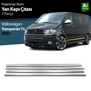 Volkswagen T5 Uyumlu Transporter Krom Yan Kapı Çıtası 7 Parça 2003-2010 (U.ş)