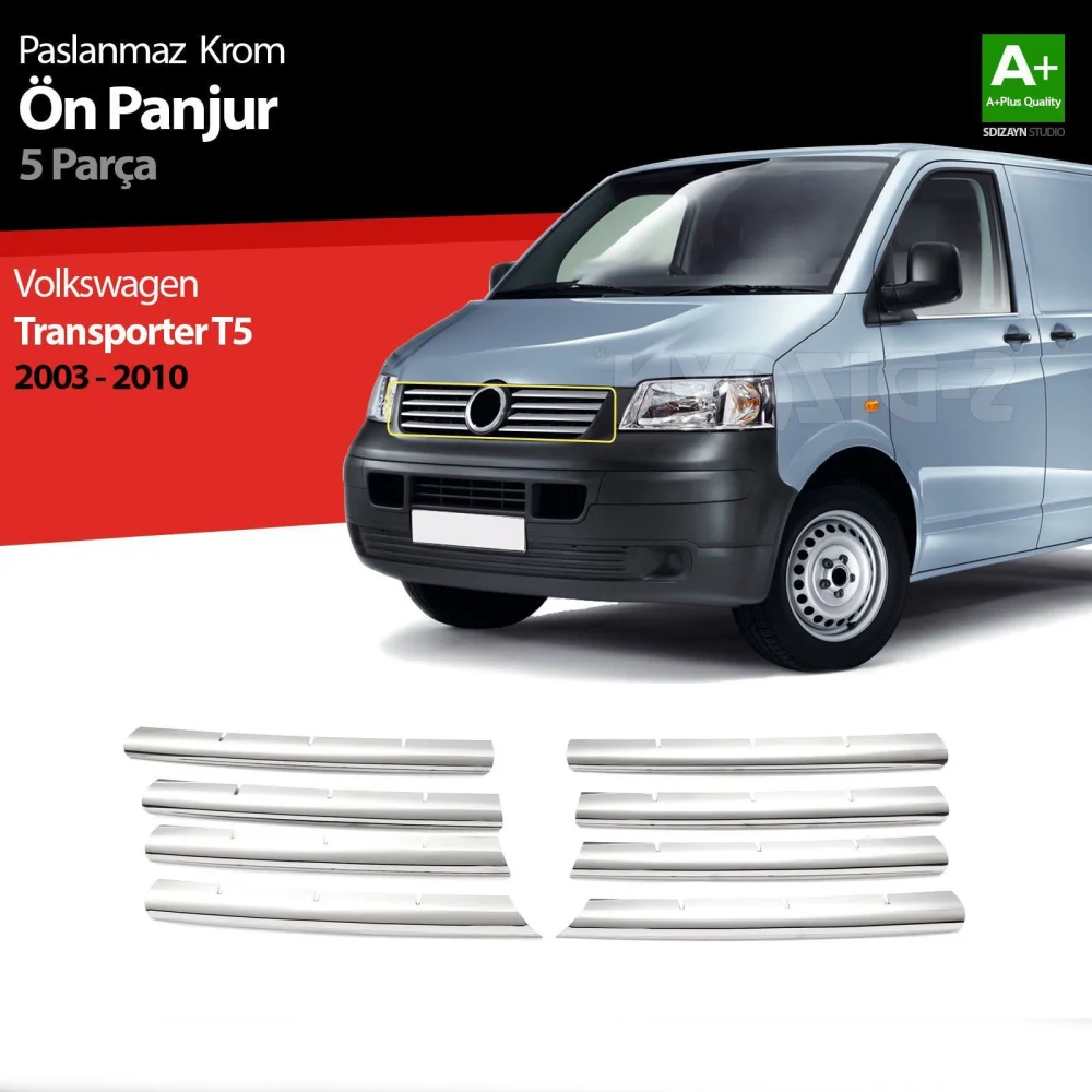 Volkswagen T5 Uyumlu Transporter Krom Ön Panjur 8 Parça 2003-2010