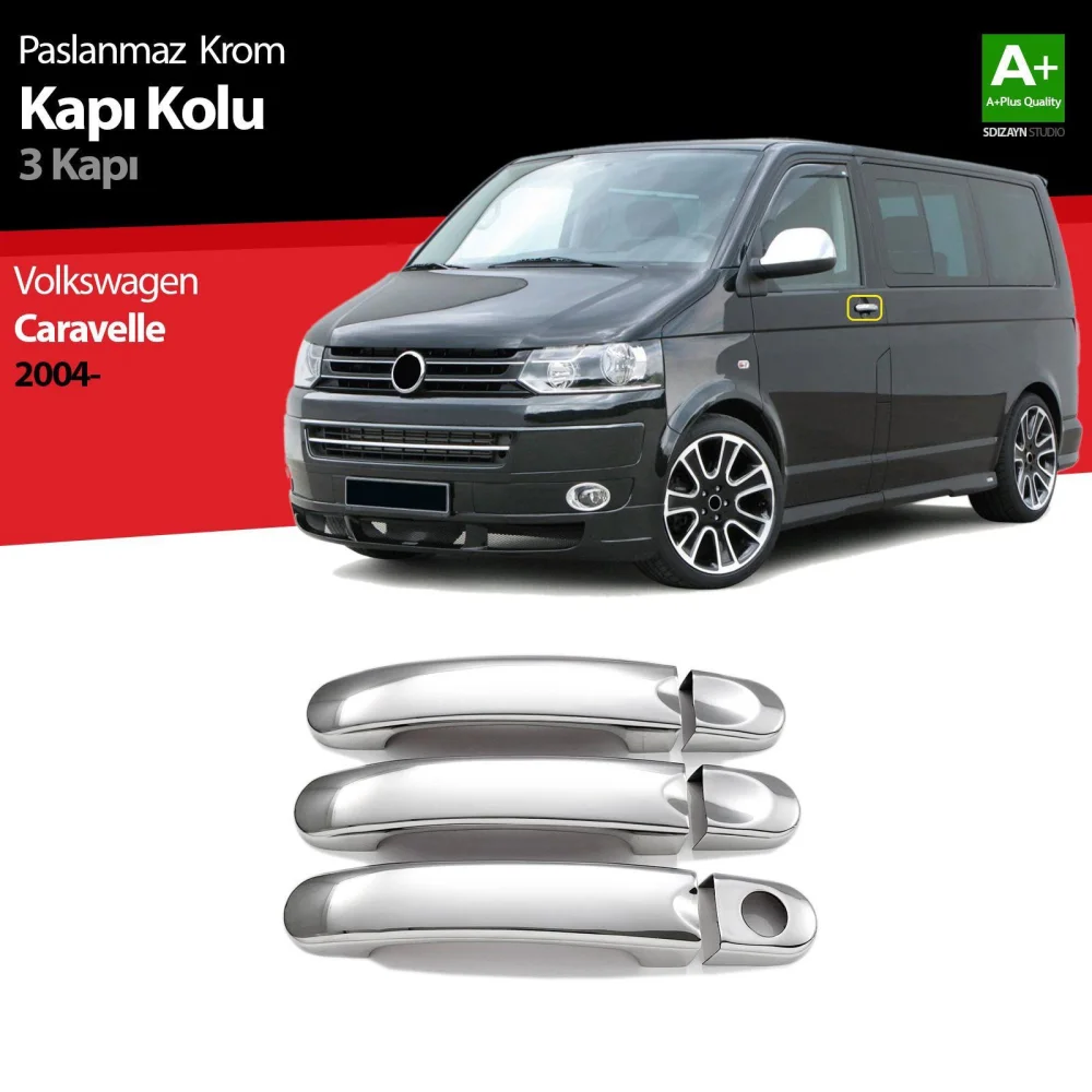 Volkswagen T5 Uyumlu Caravelle Krom Kapı Kolu 3 Kapı 2004 Üzeri