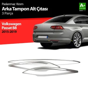 S-Dizayn VW Passat B8 Krom Arka Tampon Alt Çıtası 3 Parça 2015-2019Araca &Ouml;zel Krom Aksesuar&Uuml;r&uuml;n &Ouml;zellikleri:Krom &uuml;r&uuml;nler ara&ccedi