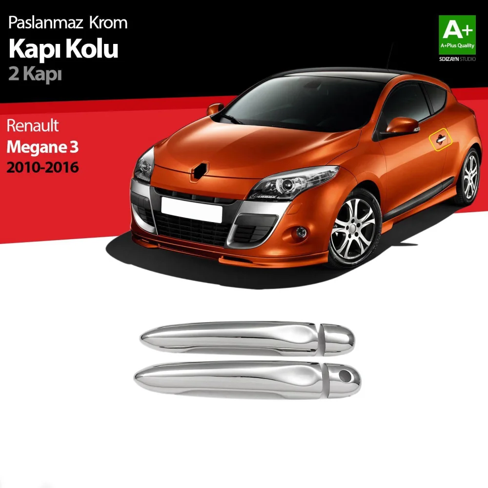 Renault Megane Uyumlu 3 Krom Kapı Kolu 2 Kapı 2010-2016