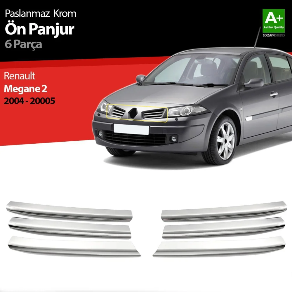Renault Megane Uyumlu 2 Krom Ön Panjur 6 Parça 2004-2005