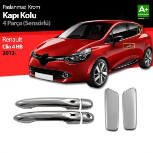 Renault Clio Uyumlu 4 Hatchback Krom Kapı Kolu 4 Kapı 2012 Üzeri Sensörlü
