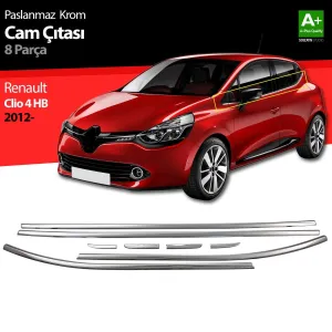 Renault Clio Uyumlu 4 Hatchback Krom Cam Çıtası 8 Parça. 2012 Üzeri