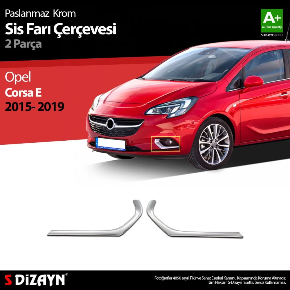 Opel Corsa Uyumlu E Krom Sis Farı Çerçevesi 2 Parça 2015-2019