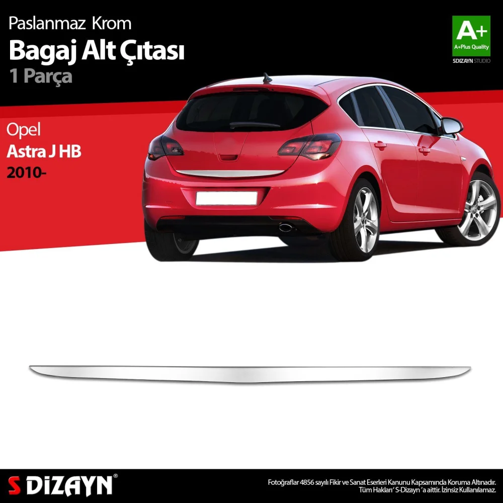 Opel Astra Uyumlu J Hatchback Krom Bagaj Alt Çıta 2010 Üzeri