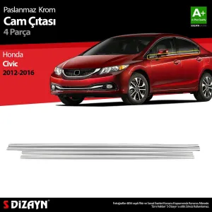 Honda Civic Uyumlu Krom Cam Çıtası 4 Parça 2012-2016