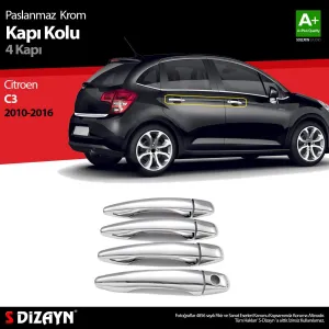 S-Dizayn Citroen C3 Krom Kapı Kolu 4 Kapı 2010-2016Araca &Ouml;zel Krom Aksesuar&Uuml;r&uuml;n &Ouml;zellikleri:Krom &uuml;r&uuml;nler ara&ccedil; &uuml;zerinde