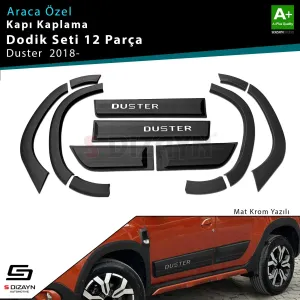 s-dizayn uyumlu Dacia Duster 2 Kapı Koruma ve Çamurluk Kaplaması Dodik Mat Krom Yazılı 12 Prç 2018-2023 Arası modelleri DRS Tuning'de. Kaliteli malzeme, hızlı